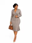 Women's Double-Breasted Collar Dress - 1