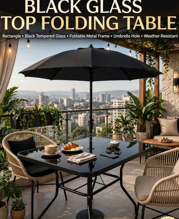 Black Glass Hanging Table - 1