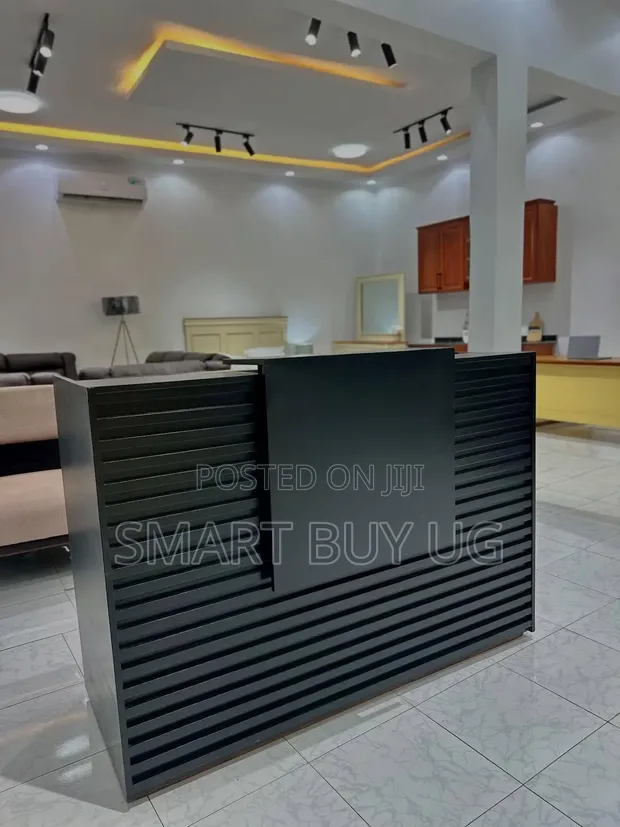 Brand New 140cm Black Reception Desk - 1