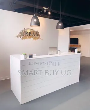 1.6m White Reception Desk with Drawers