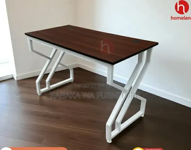 Office Desk - 120cm Gray Top, White Legs - 1