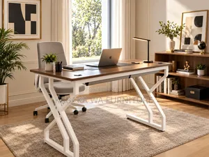 Office Desk - 120cm Gray Top, White Legs