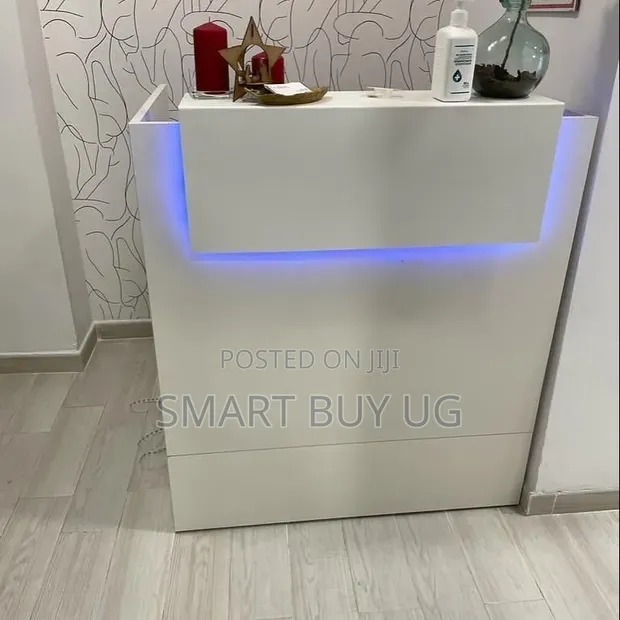 White Reception Desk 1.2m with Drawers - 1
