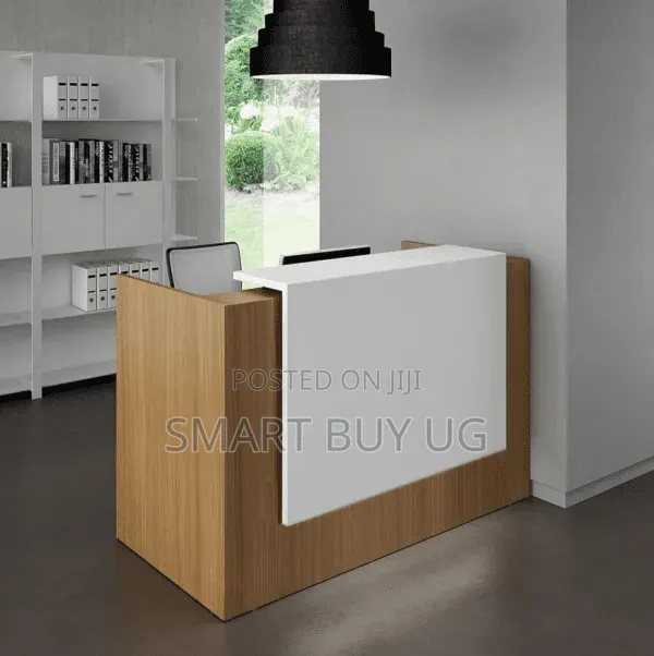 4ft White Reception Desk with Drawers - 1