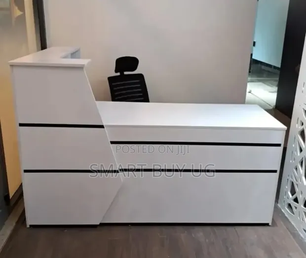 Brand New 1.5m White Reception Desk with Drawers - 1