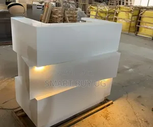4ft White Reception Desk with Drawers