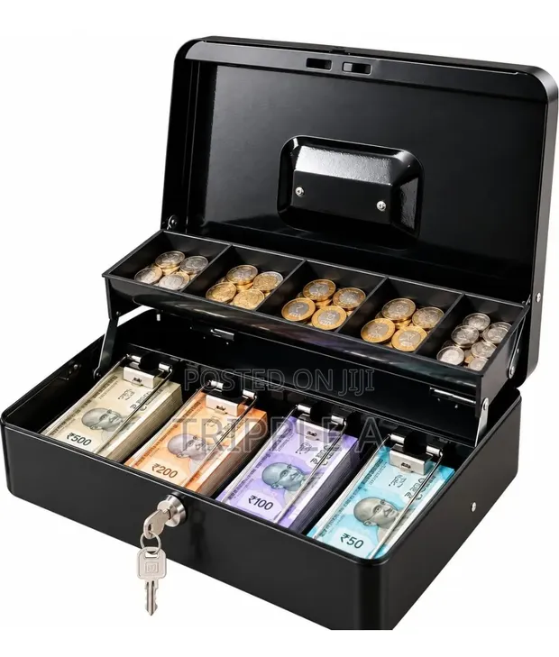 Metal Cash Box with Key Lock - 1