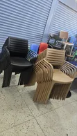 Stackable Outdoor Plastic Chairs with Armrests - 2