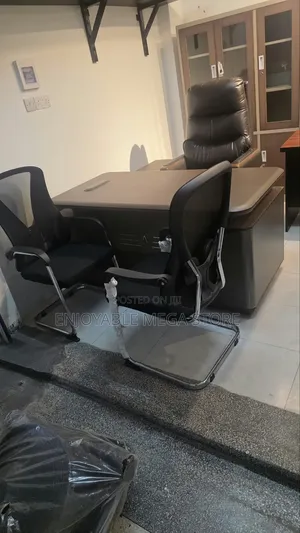 Executive Office Table Combo Set (3 Chairs, 1 Cabinet)