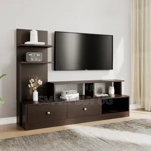 5ft Brown Wooden Wall Unit TV Stand with Drawers & Shelves