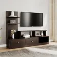 5ft Brown Wooden Wall Unit TV Stand with Drawers & Shelves - 2