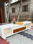 White TV Stand with Drawers | Wooden TV Unit - 1