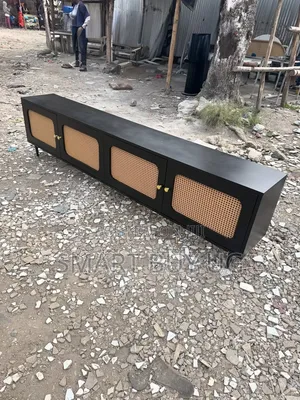 6ft TV Stand Unit with Drawers - Black Wood