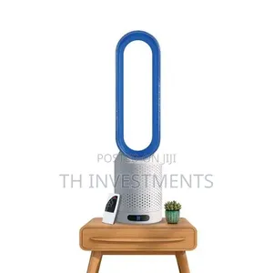 Bladeless Tower Fan with Air Purifier, 8 Speeds, Remote (Silver)