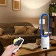 Bladeless Tower Fan with Air Purifier, 8 Speeds, Remote (Silver) - 2
