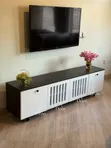 1.8m TV Stand Unit - White/Black - 1