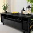 Modern 6ft Black TV Stand Unit with Storage - Brand New - 2