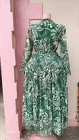Green & White Floral Long Sleeve Maxi Dress - 2