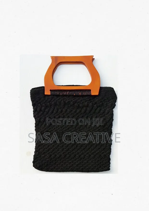 Handmade Crochet Bag - Black, Medium - 1