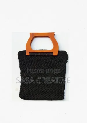 Handmade Crochet Bag - Black, Medium