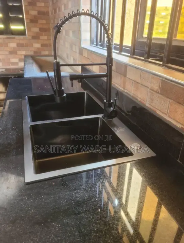 Double Bowl Kitchen Sink - Black & Silver - 1