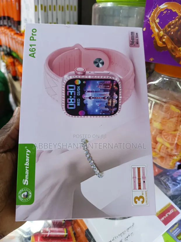 Smartbarry A61 Pro Mini Smartwatch (Pink) - 1