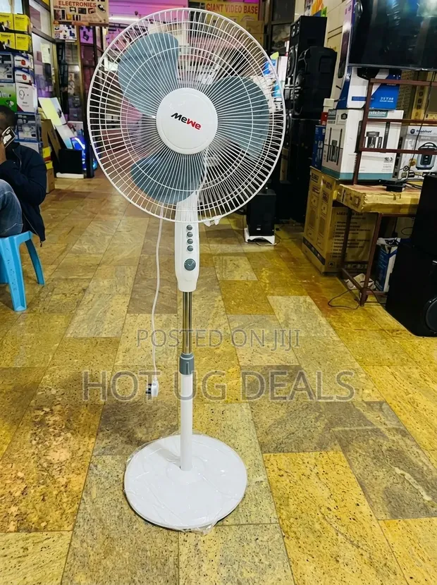 MeWe 16-Inch Stand Fan - 3-Speed Electric Pedestal Fan (White) - 1