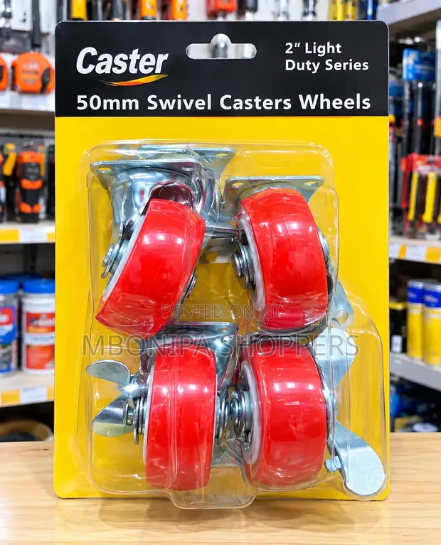 50mm Swivel Caster Wheels (2-Inch) - 4-Pack with Brakes - 1