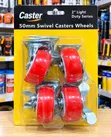 50mm Swivel Caster Wheels (2-Inch) - 4-Pack with Brakes - 1