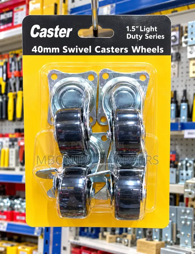 40mm Swivel Caster Wheels - 4-Piece Light Duty Set - 1