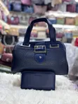 Genuine Leather Cylindrical Handbag and Wallet - 2