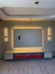 Modern TV Wall Mount with Fireplace - 2