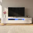6ft White TV Stand with LED Lights - 1