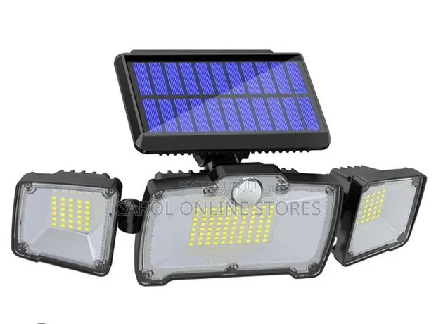 3-Head Solar Motion Sensor Wall Light with Remote - 1