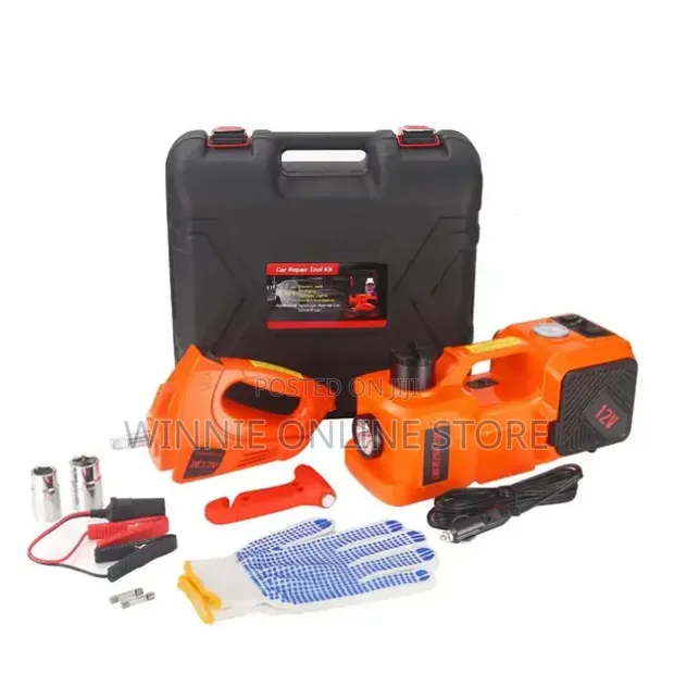 5-Ton 12V DC Electric Hydraulic Car Jack & Impact Wrench Kit - 1