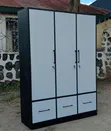 Modern 3-Door Wardrobe with Drawers - 1