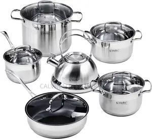 6 Piece Stainless Steel Cookware Set with Kettle