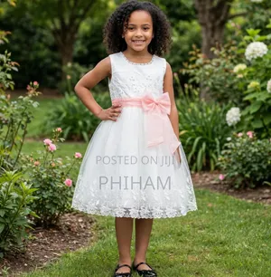 Girls White Party Dress (Ages 5-10)