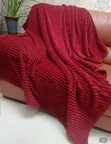 Striped Soft Blanket - Maroon - 4