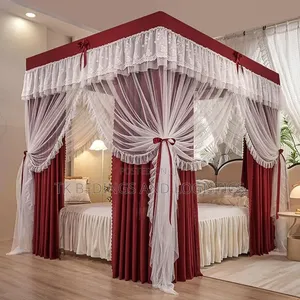 Four Stand Curtain Mosquito Net - Maroon 6x6