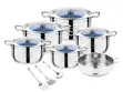 14-Piece Stainless Steel Cookware Set with Blue Glass Lids - 1