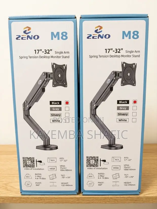 Zeno M8 Spring Tension Desktop Monitor Stand Arm (17"-32") - 1