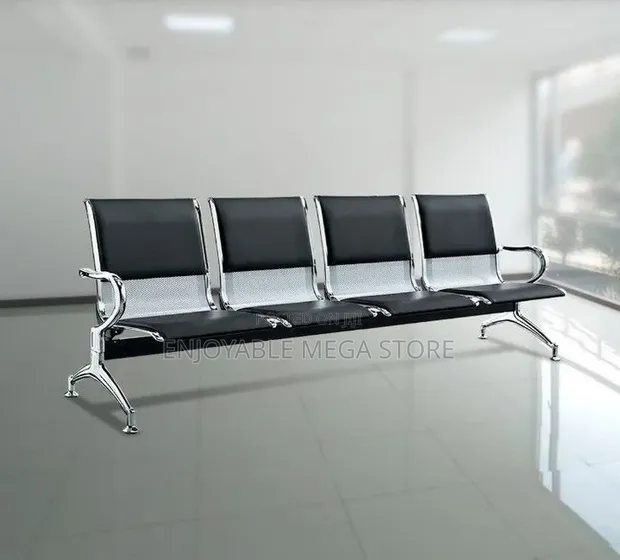 4 Seater Metal Cushion Waiting Chairs - 1