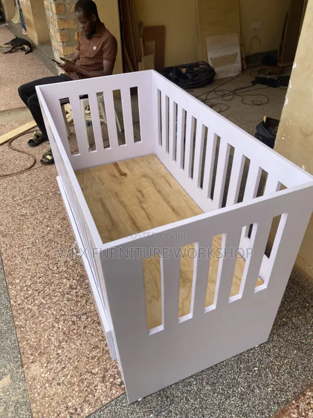 Unisex Baby Crib with Storage Drawer - White - 1