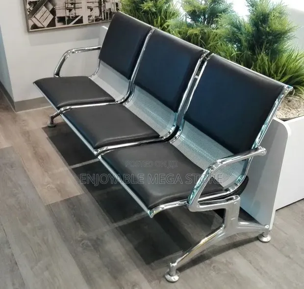 Brand New 3-Seater Metallic Waiting Chairs for Reception - 1