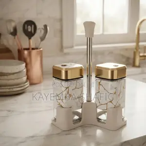 Modern White & Gold Marble Glass Spice Shaker & Condiment Set