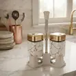 Modern White & Gold Marble Glass Spice Shaker & Condiment Set - 1