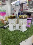 Modern White & Gold Marble Glass Spice Shaker & Condiment Set - 2