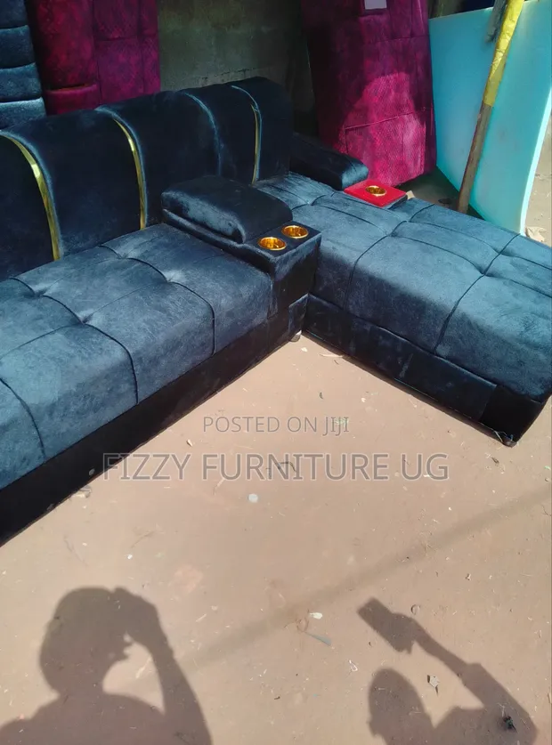 Brand New 6 Seater L Shaped Sofa - Black - 1