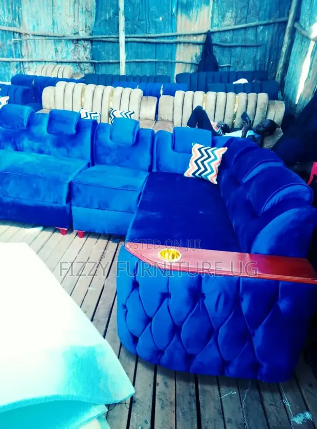 Brand New 6 Seater L-Shaped Sofa in Blue - 1